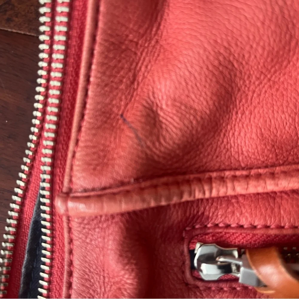Coral Leather Shoulder Bag